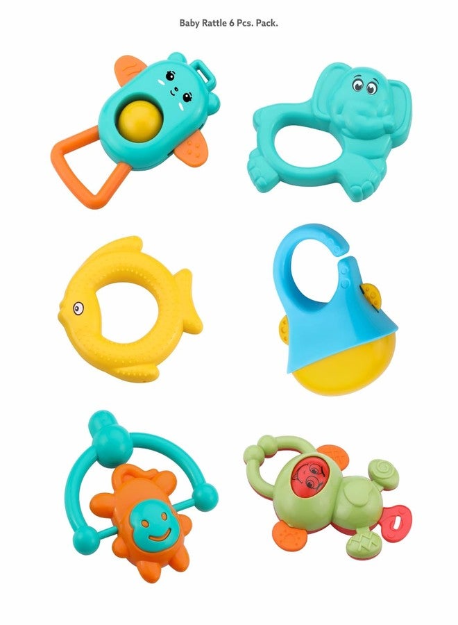 REIL RAID Baby Rattles Toys Set for Babies, Non-Toxic Rattle Teether Set with Smooth Edges | Newborn Baby Gift Products | Baby Rattles Set for Newborn Infant Babies 3-12 Months Boy Girl (6 Pcs) - Image 1
